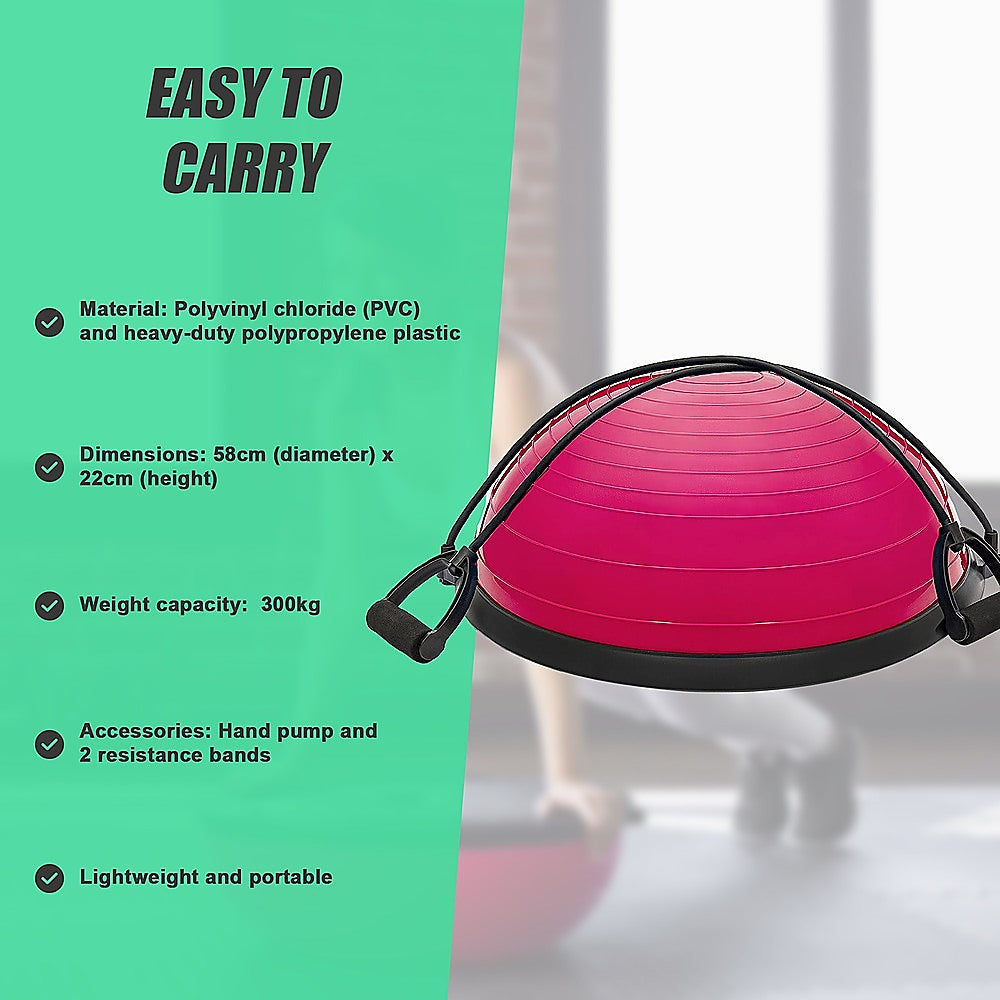 Hlpmedical yoga balance trainer exercise ball with resistance bands and pump, used for arm, leg, and core workouts in fitness routines.