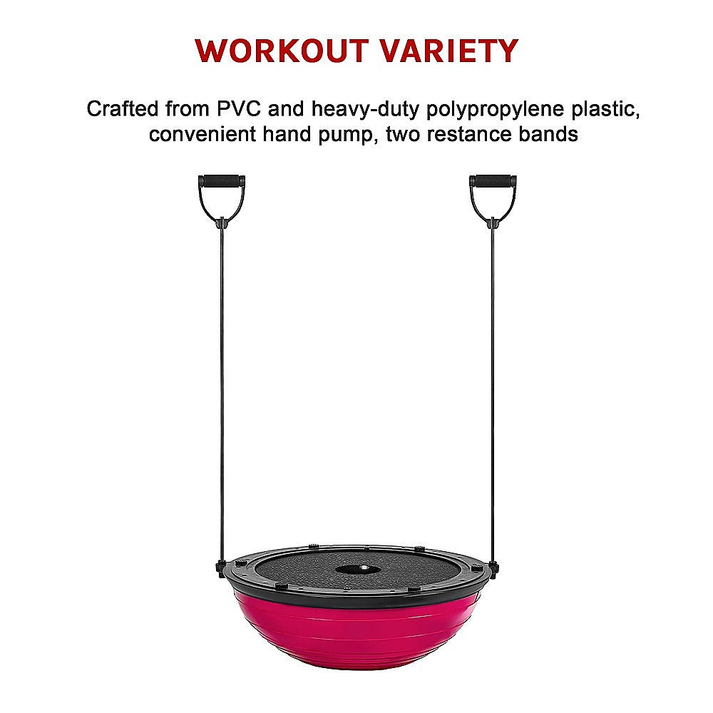 Hlpmedical yoga balance trainer exercise ball with pump and resistance bands for arm, leg, and core workouts in sports and fitness.