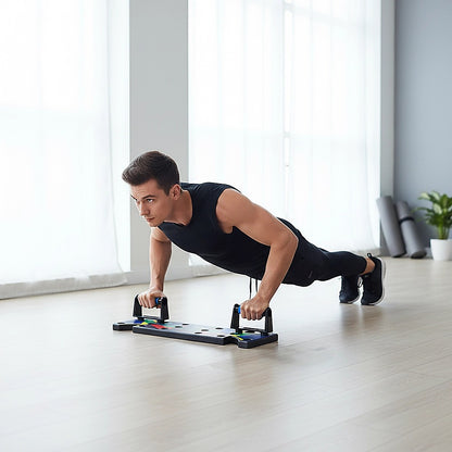 Hlpmedical 9-in-1 push-up board with yoga bands for fitness workout, gym exercise, and strength training equipment.