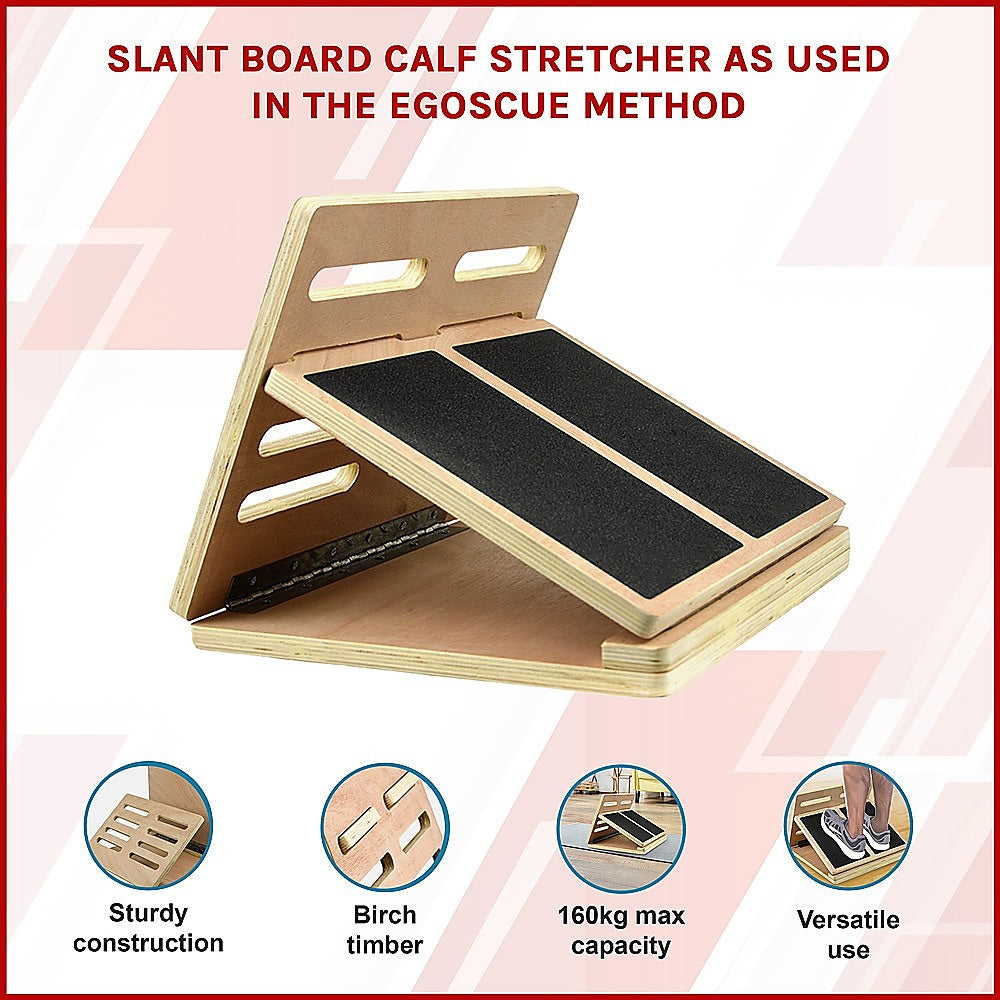 Hlpmedical slant board calf stretcher for incline stretching, used in Egoscue method, designed for yoga and fitness exercises.