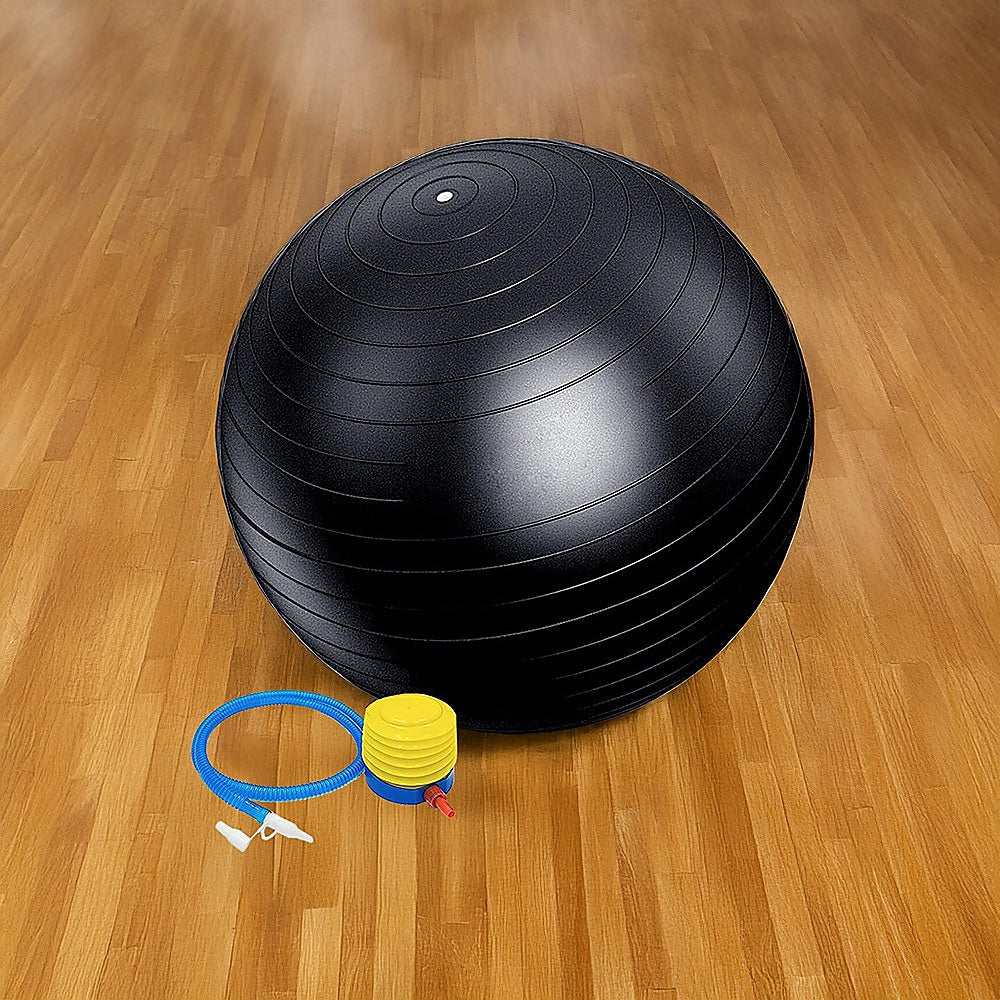 Hlpmedical 75cm static strength exercise stability ball with pump, used for fitness, yoga, and Pilates workouts.