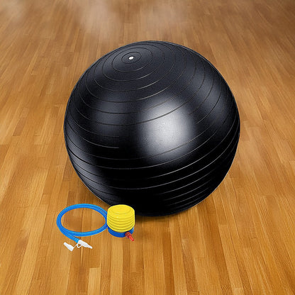 Hlpmedical 75cm static strength exercise stability ball with pump, used for fitness, yoga, and Pilates workouts.