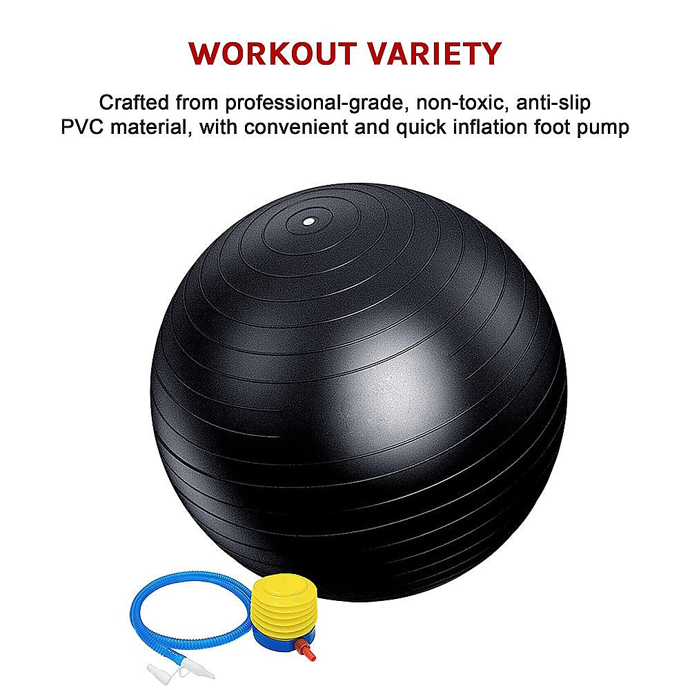 Hlpmedical 75cm static strength exercise stability ball with pump for yoga, Pilates, and fitness workouts.