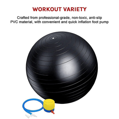 Hlpmedical 75cm static strength exercise stability ball with pump for yoga, Pilates, and fitness workouts.