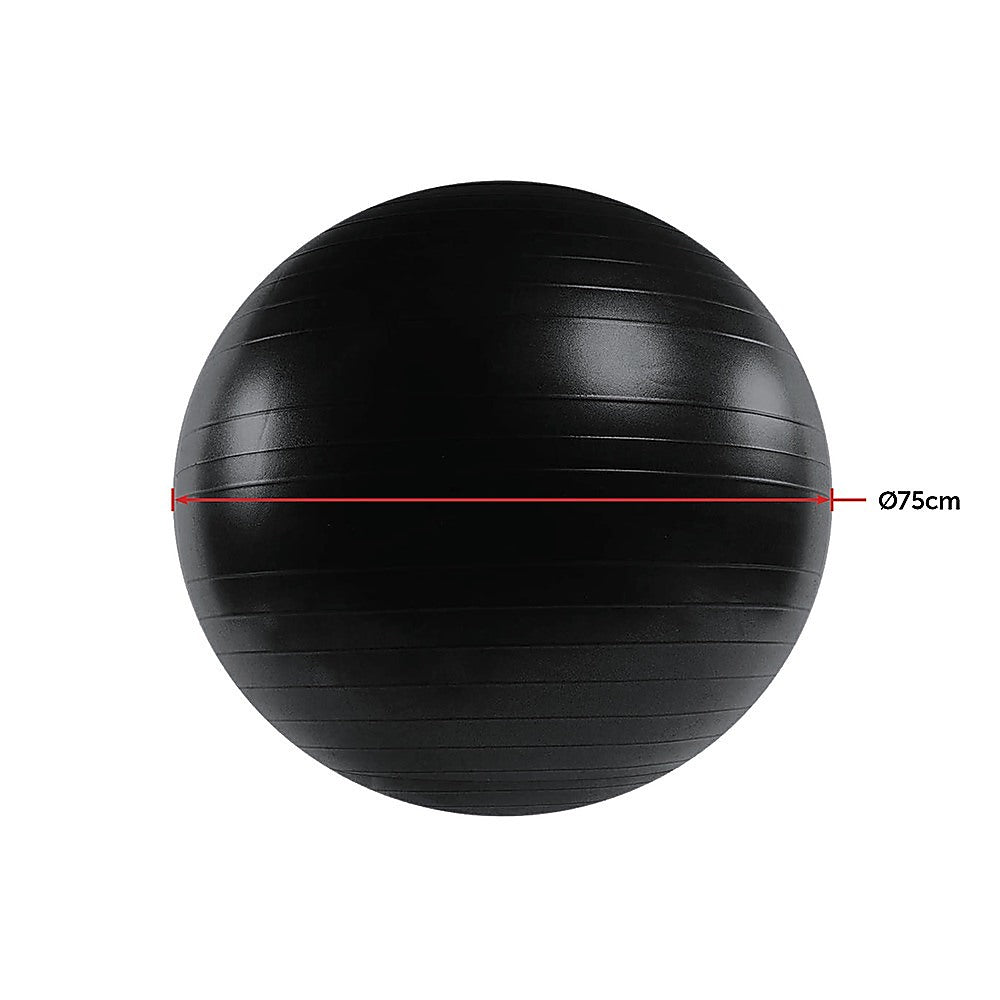 Hlpmedical 75cm static strength exercise stability ball with pump for yoga, Pilates, and fitness workouts.