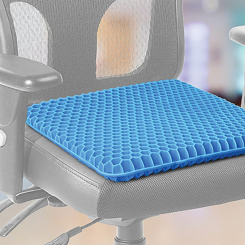 Hlpmedical gel chair seat cushion designed for lower back pain relief, suitable for wheelchairs, cars, and office chairs.