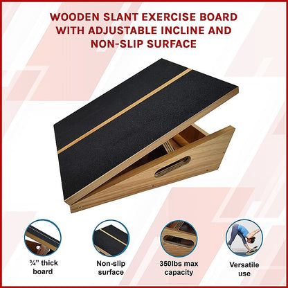 Hlpmedical wooden slant exercise board with adjustable incline and non-slip surface for yoga and fitness workouts