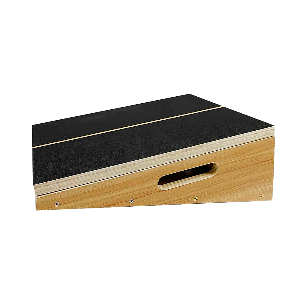 Wooden slant exercise board by Hlpmedical with adjustable incline and non-slip surface for yoga and fitness workouts.