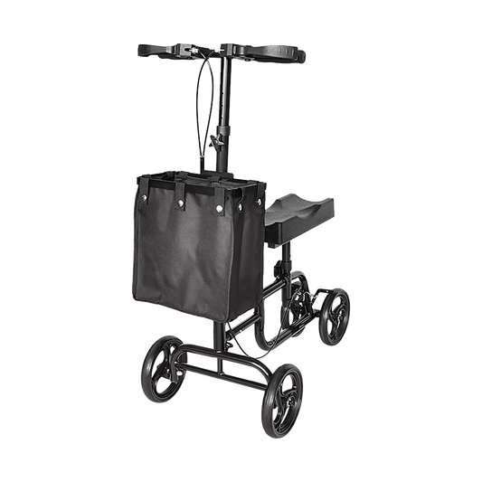 Hlpmedical knee walker scooter with adjustable handle and large wheels, portable mobility aid for easy walking assistance.