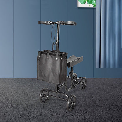 Hlpmedical knee walker scooter with adjustable handlebars, large wheels, and padded platform for mobility assistance.