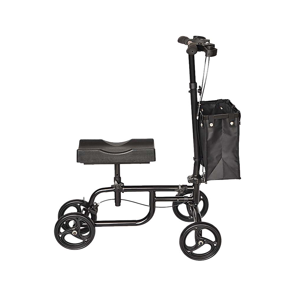 Hlpmedical knee walker scooter with adjustable handlebars and large wheels, portable mobility aid for easy movement and accessibility.