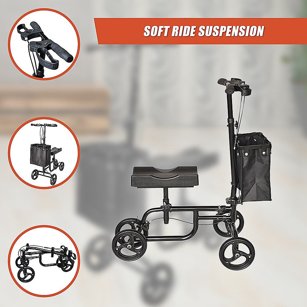 Hlpmedical knee walker scooter with adjustable handle and wheels, a portable mobility aid for improved walking support.