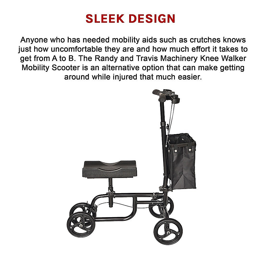 Hlpmedical knee walker scooter with adjustable handlebars, large wheels, and portable design for mobility and accessibility support.