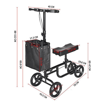 Hlpmedical knee walker scooter with adjustable handles and large wheels, portable mobility aid for easy walking assistance.