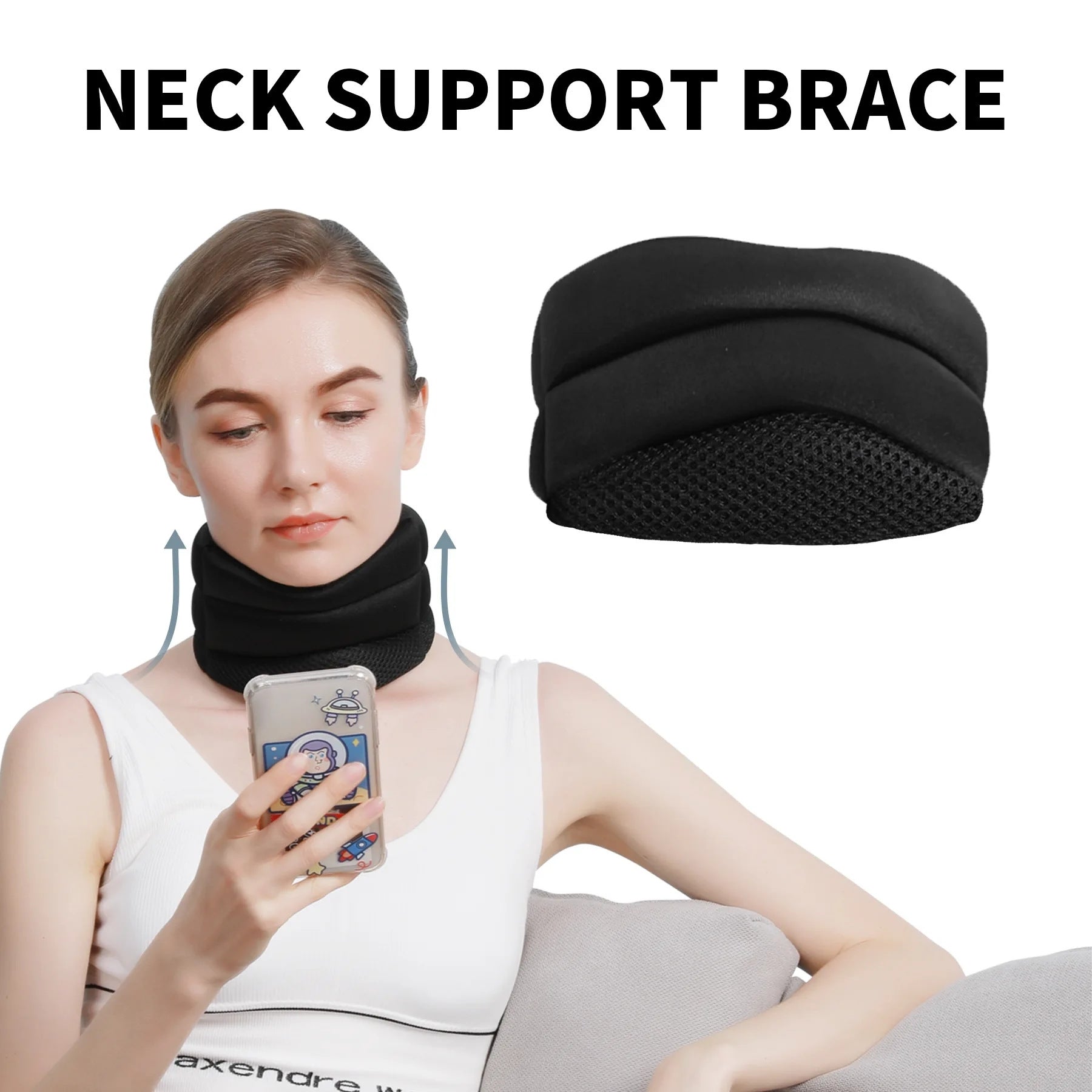 Adjustable V-shape neck brace by Hlpmedical for cervical spine support, pain relief, and posture correction.