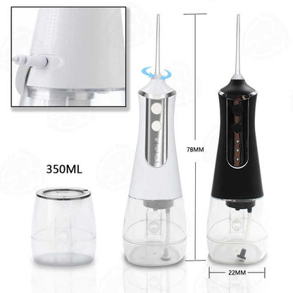 Pink 300ML cordless water flosser with 5 nozzles by Hlpmedical, portable rechargeable oral irrigator for effective dental cleaning.