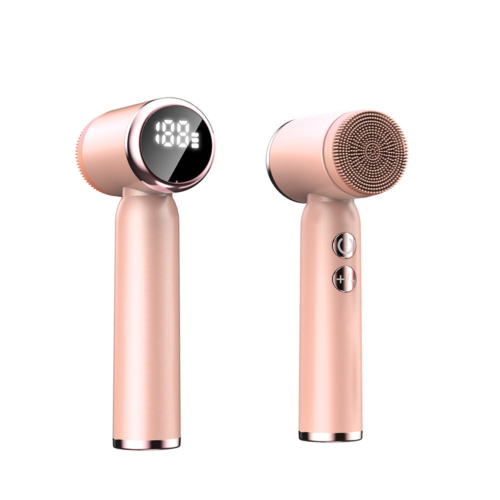 Pink 6-in-1 electric facial cleansing brush set by Hlpmedical, rechargeable, waterproof, designed for gentle baby and kids skincare.