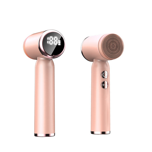 Pink 6-in-1 electric facial cleansing brush set by Hlpmedical, rechargeable, waterproof, designed for gentle baby and kids skincare.