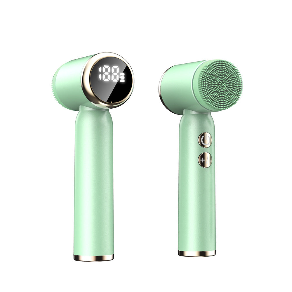 Hlpmedical green 6-in-1 electric facial cleansing brush set with rechargeable, waterproof design for baby and kids skincare.