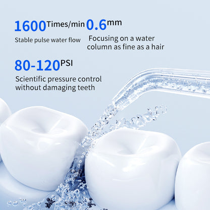 Portable electric oral irrigator with four nozzles and three pressure modes in black, from Hlpmedical for effective oral care.
