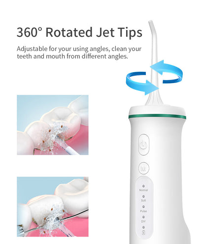 White Hlpmedical portable electric water flosser for teeth cleaning, compact oral irrigator for effective dental hygiene.