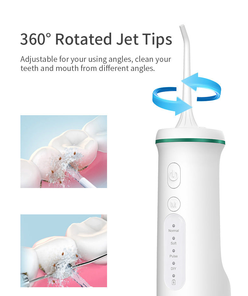 Black portable electric oral irrigator by Hlpmedical, compact water flosser for effective teeth cleaning at home.