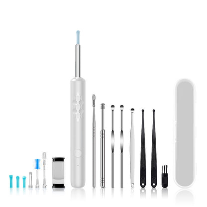 Hlpmedical Smart Visual Ear Cleaner with HD WiFi camera, gentle silicone tips, USB-C rechargeable, white premium edition for safe ear cleaning.