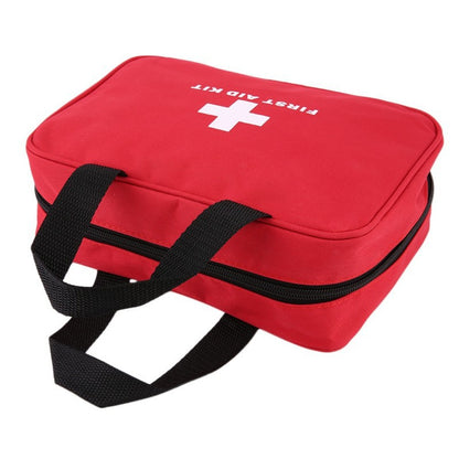 Red waterproof nylon first aid kit bag by Hlpmedical, portable emergency medical storage case for home, car, camping, and travel