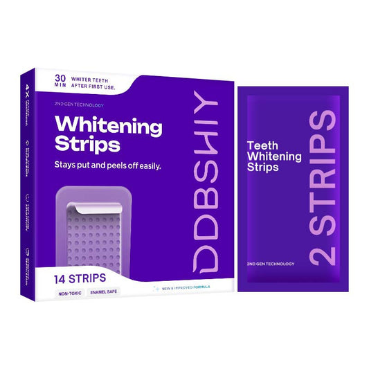 Hlpmedical enamel-safe teeth whitening strips with antibacterial gum care, shown on a white background for deep cleaning.