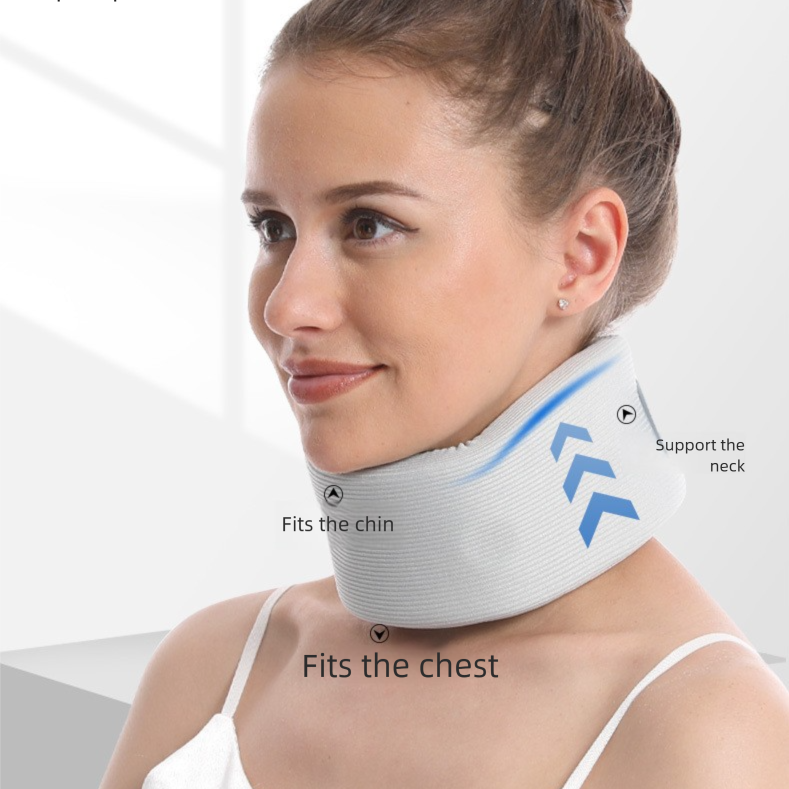 Black Neck Support Brace for Posture Correction – Cervical Collar with Cooling Fabric and Adjustable Fit for Office, Driving and Daily Use