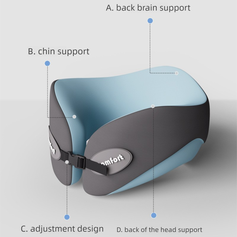 Pink and gray Memory Foam U-Shaped Travel Neck Pillow – Ergonomic Support for Airplane, Car, and Office Use