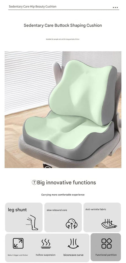 Orange ergonomic memory foam seat cushion with lumbar support, breathable design for office, car, and home comfort.