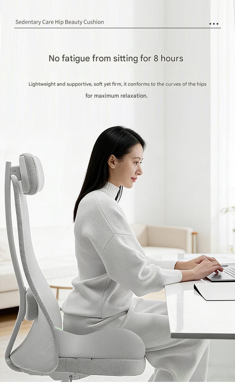Orange ergonomic memory foam seat cushion with lumbar support, breathable design for office, car, or home use.