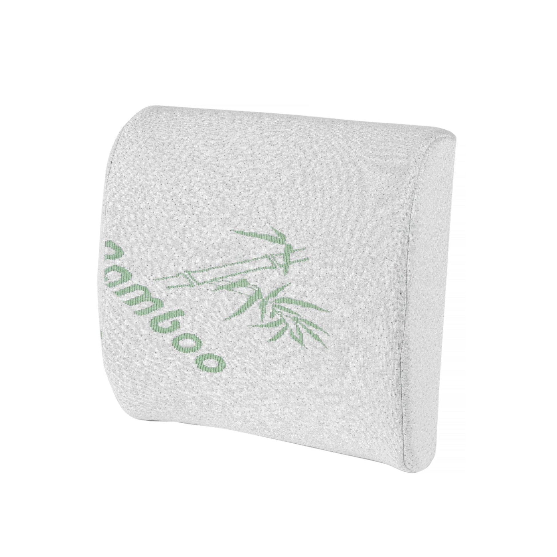 Hlpmedical bamboo memory foam lumbar support cushion with ergonomic design for improved back comfort and posture.