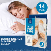 Hlpmedical Detox Foot Pads Australia, 14-pack, natural cleansing foot pads for detox and personal care, shown on white background.