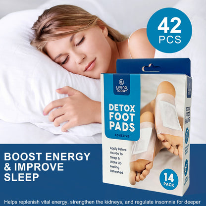 Set of 42 Hlpmedical cleansing detox foot pads showing patches for health and beauty use on a white background