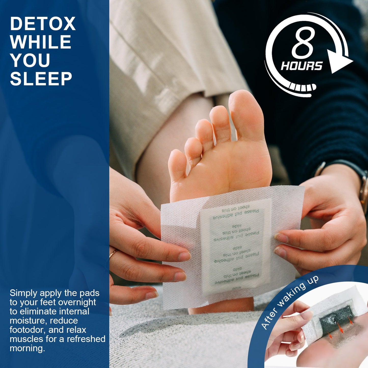Set of 42 Hlpmedical detox foot pad patches for cleansing and relaxation, displayed on a white background.