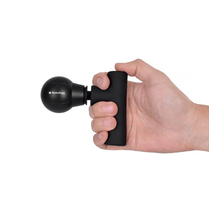 Hlpmedical Remology Mini Massage Gun in black, compact handheld device for muscle relaxation and relief.