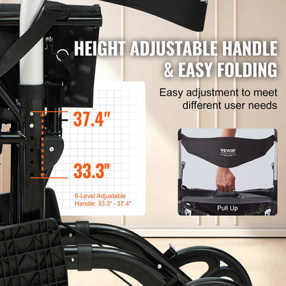 Hlpmedical 2-in-1 rollator walker and transport chair with adjustable handles, lightweight aluminum frame, all-terrain wheels, and footrests.
