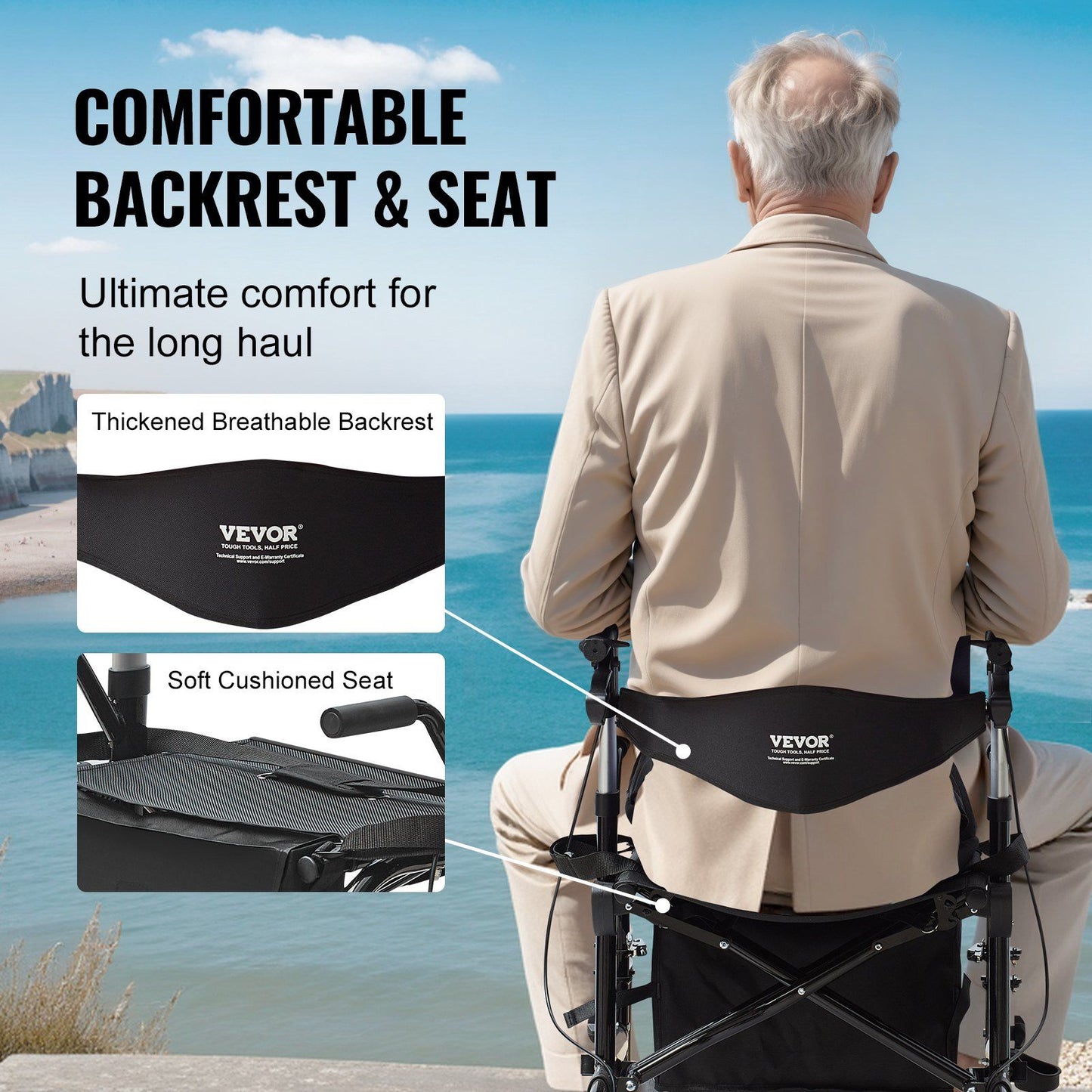 Hlpmedical 2-in-1 rollator walker and transport chair with adjustable handles, footrests, lightweight aluminum frame, all-terrain wheels.