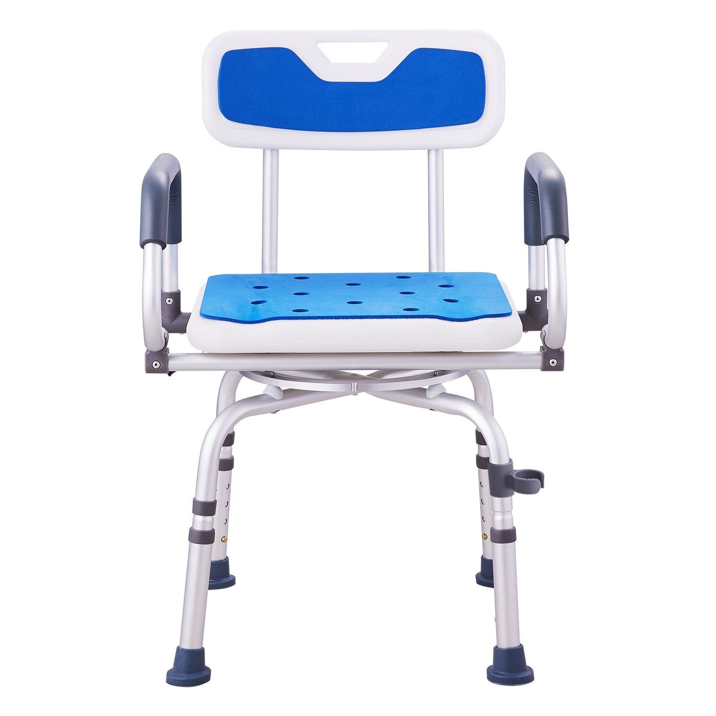 Hlpmedical swivel shower chair with 360-degree rotation, adjustable height, pivoting arms, non-slip seat for elderly and disabled users