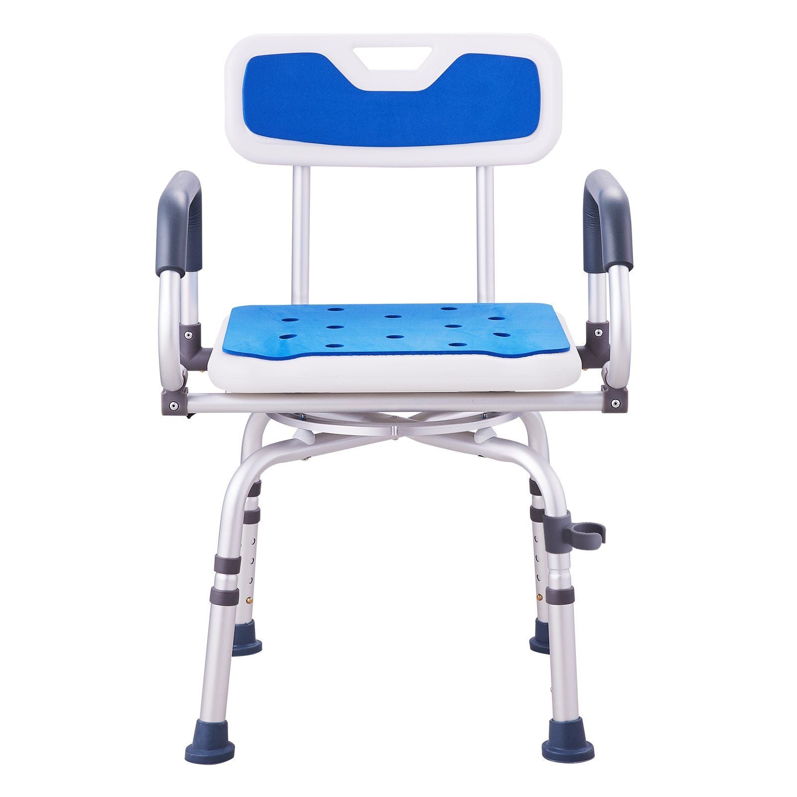 Hlpmedical swivel shower chair with 360-degree rotation, adjustable height, pivoting arms, non-slip seat for elderly and disabled users