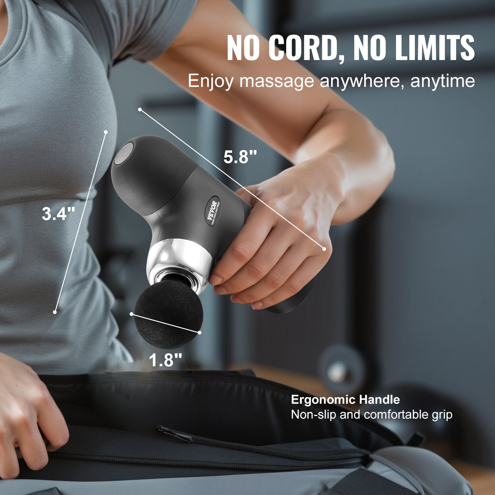 Hlpmedical deep tissue massage gun with four heads and speed levels, handheld percussion massager for muscle relaxation and pain relief