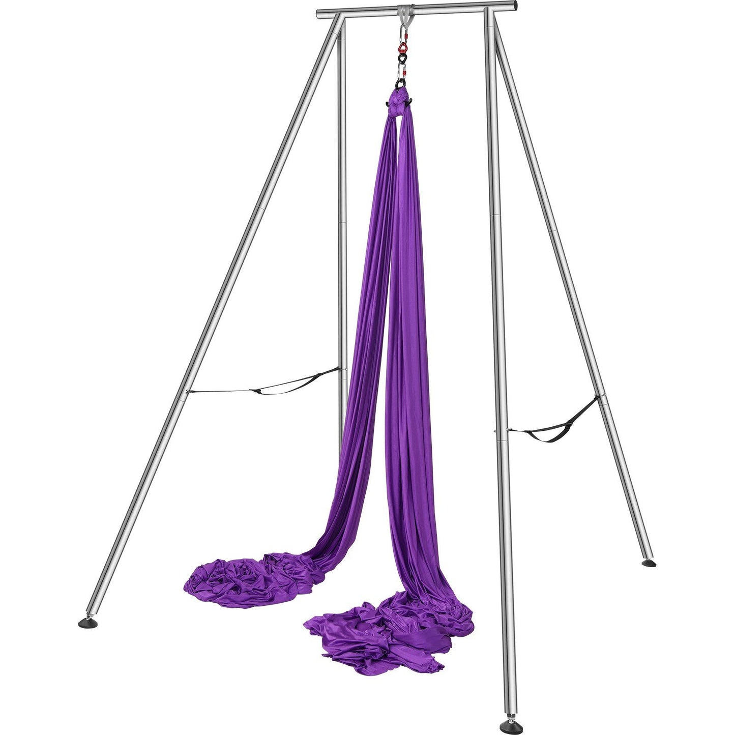 Hlpmedical aerial yoga frame with purple hammock, 2950mm stand, 12m length, supports up to 250kg for indoor outdoor aerial yoga.