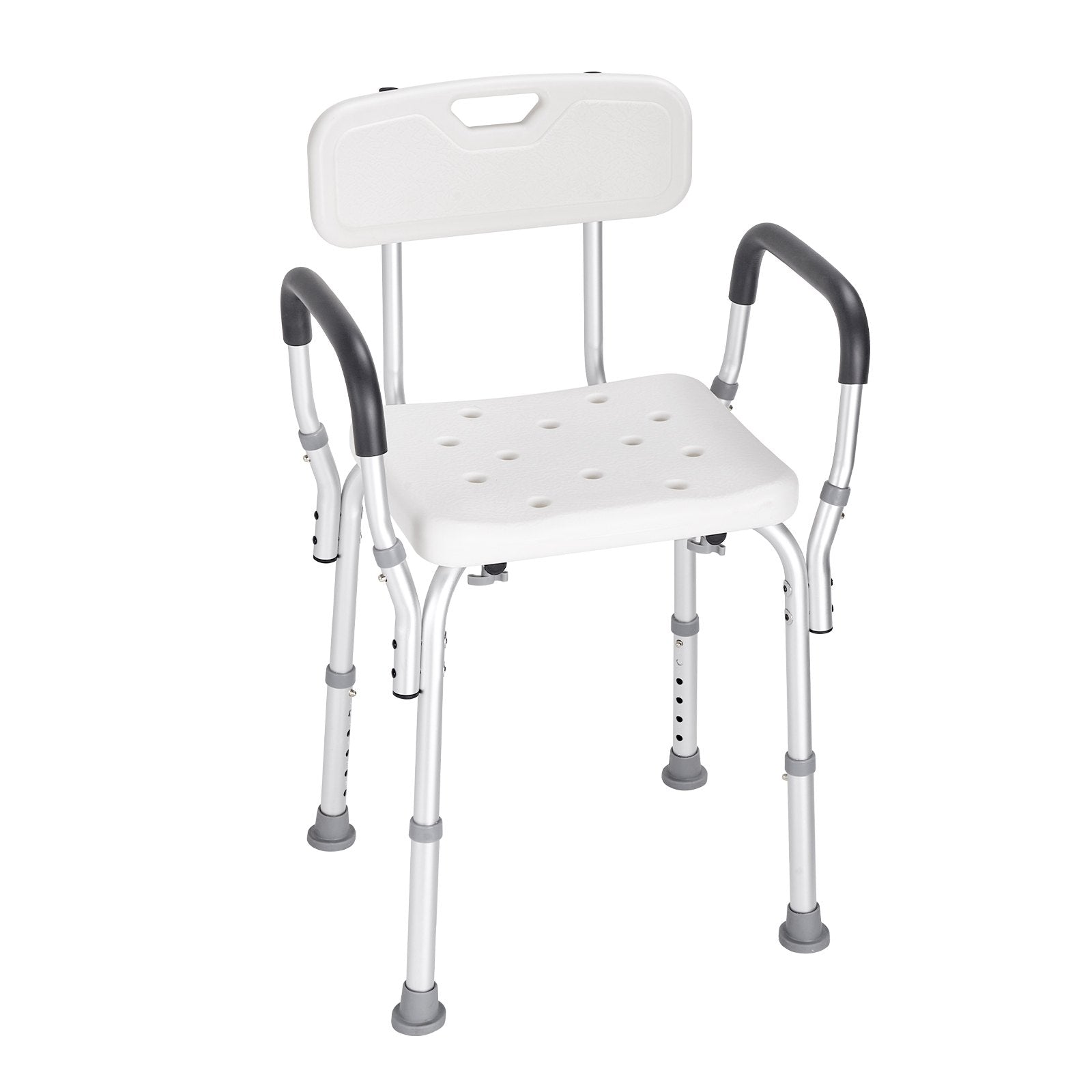 Hlpmedical shower chair with backrest, adjustable height, non-slip bath seat for elderly and disabled in bathroom or shower.