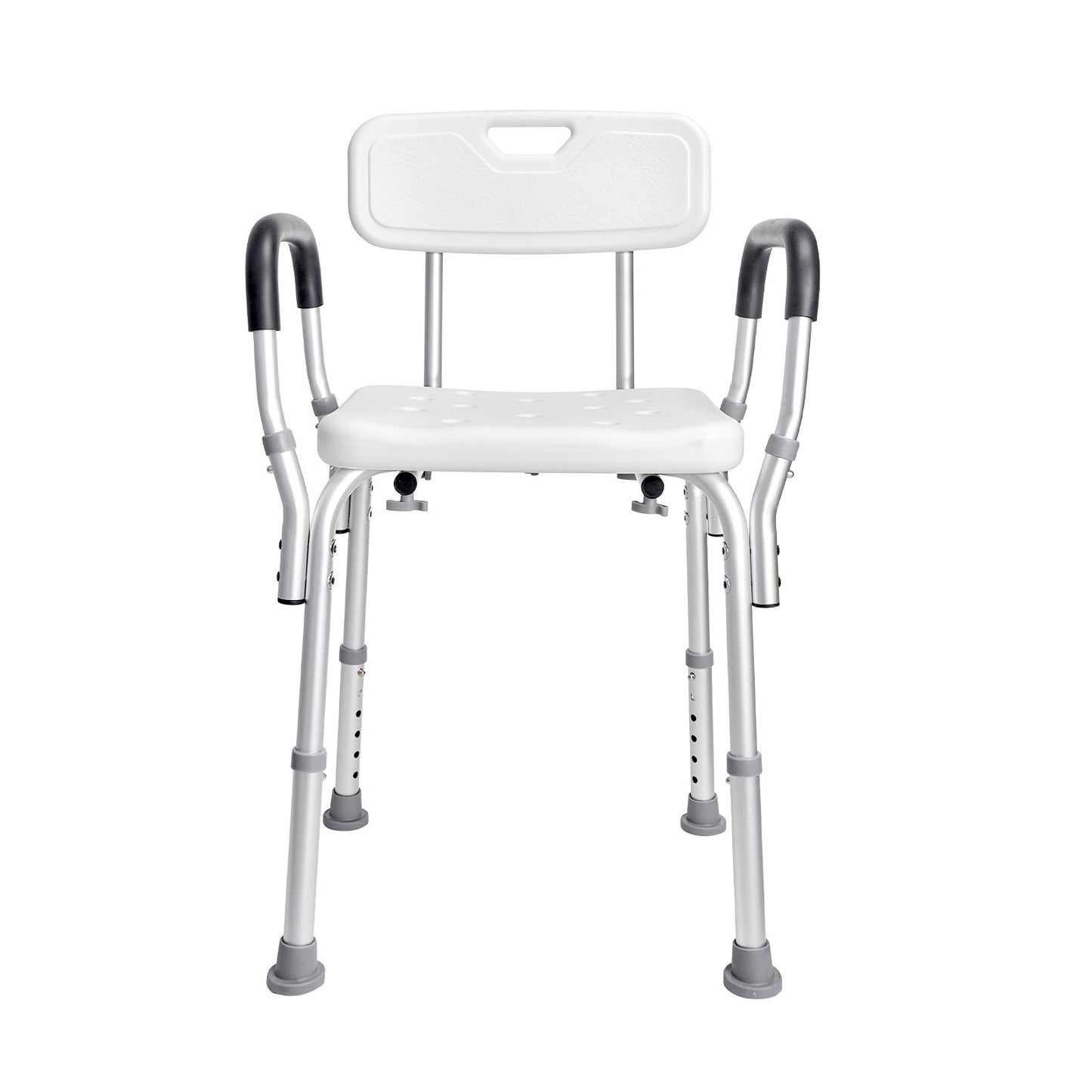 Hlpmedical shower chair with backrest, adjustable height, non-slip bathroom seat, suitable for elderly and disabled users.