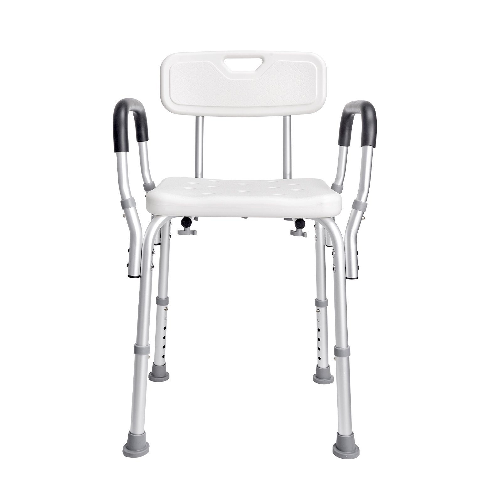 Hlpmedical shower chair with backrest, adjustable height, non-slip bathroom seat, suitable for elderly and disabled users.