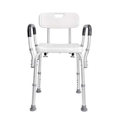 Hlpmedical shower chair with backrest, adjustable height, non-slip bathroom seat, suitable for elderly and disabled users.