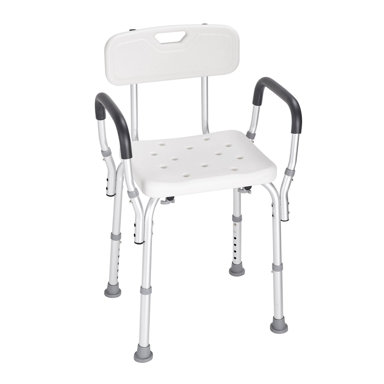 Hlpmedical shower chair with backrest, adjustable height, non-slip seat, suitable for elderly and disabled in bathroom.