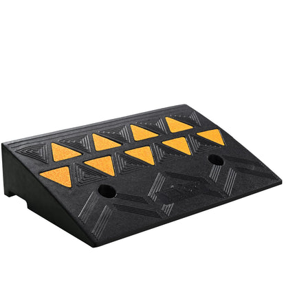 Heavy-duty rubber curb ramp by Hlpmedical, 50cm long, 30cm wide, 10.8cm rise, ideal for forklifts, trucks, cars, and wheelchairs.
